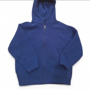 LANDS’ END EUC BOYS GIRLS HOODED JACKET COAT FLEECE HOODIE BLUE WINTER SIZE M